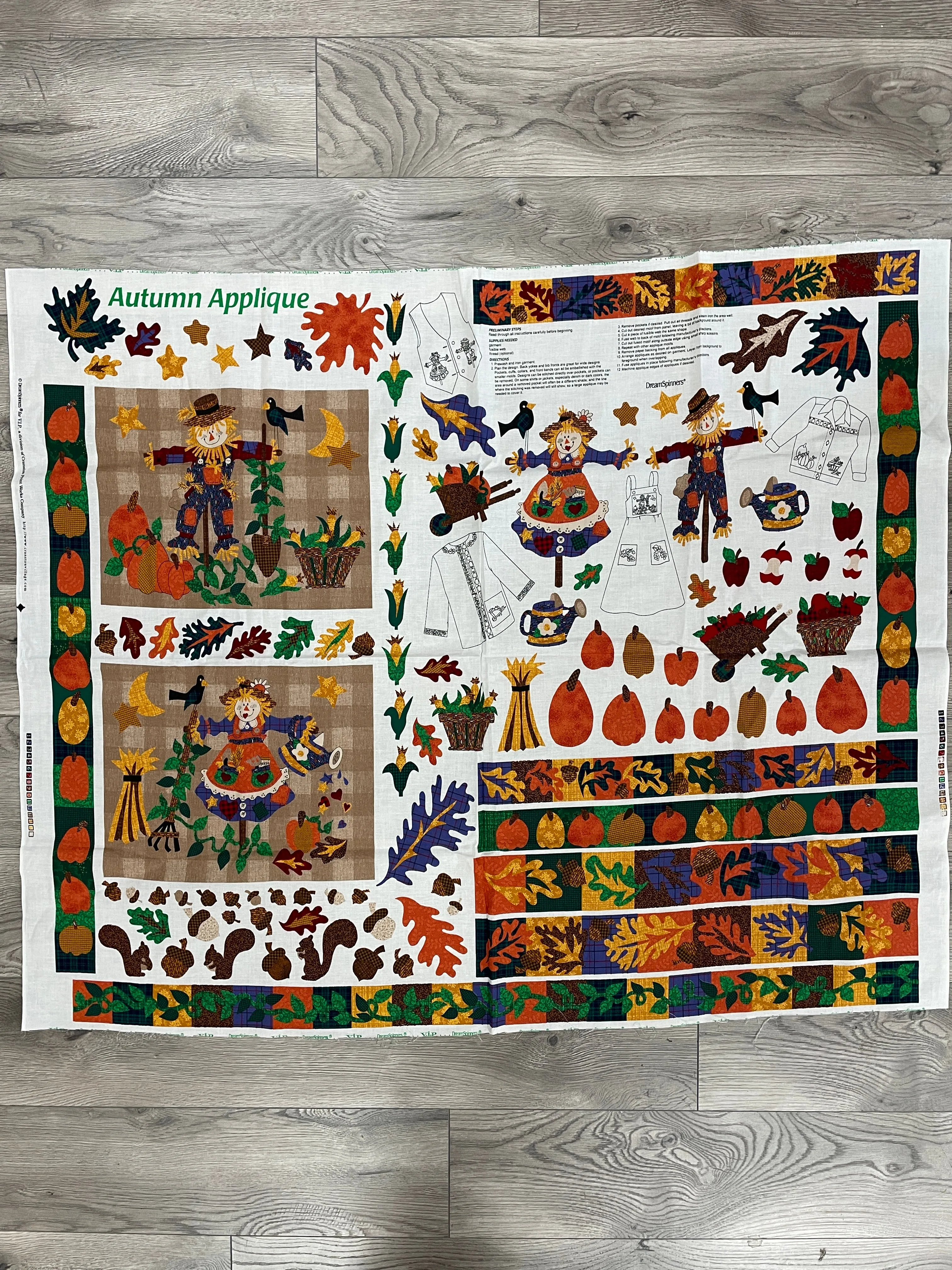 1 YD Quilting Cotton Appliqué Panel Vintage - Various Autumn Designs