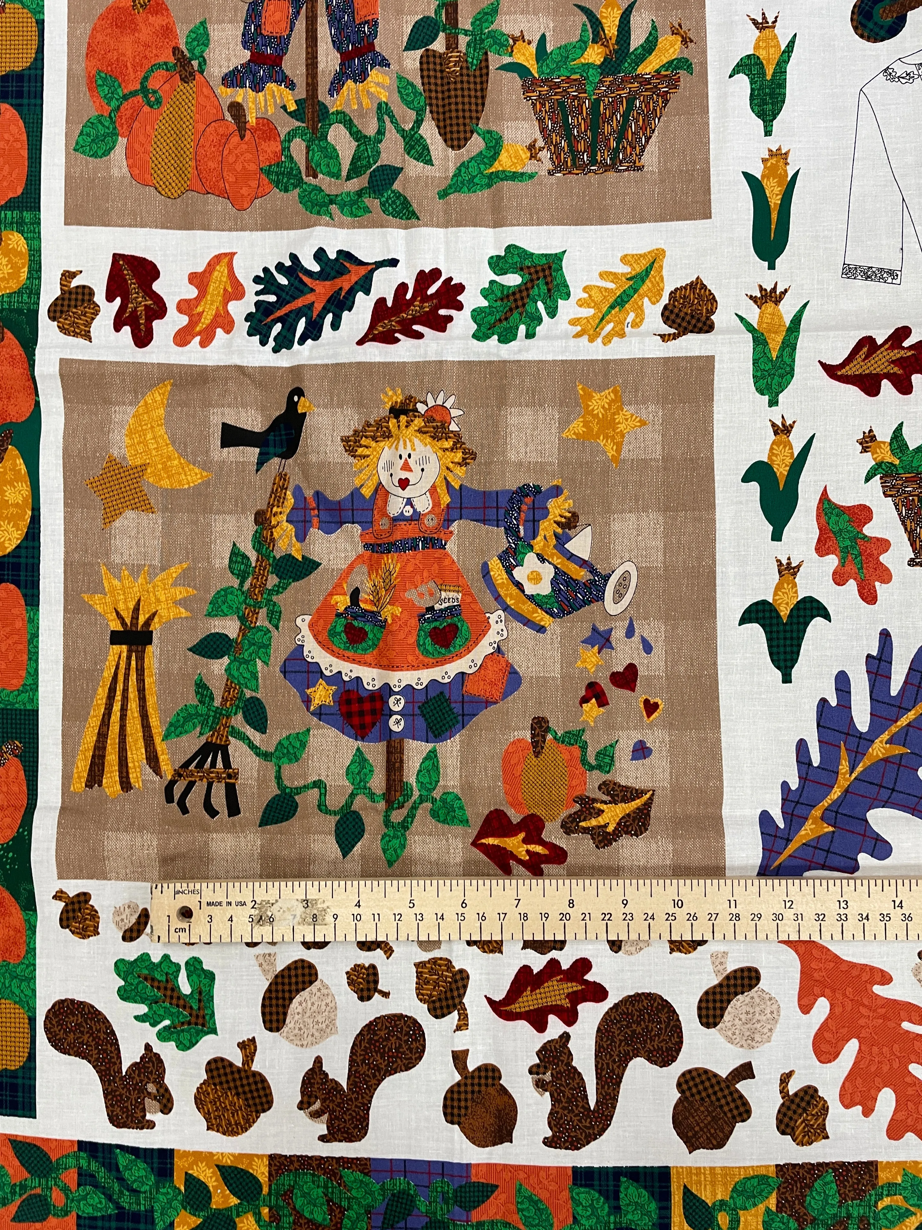 1 YD Quilting Cotton Appliqué Panel Vintage - Various Autumn Designs