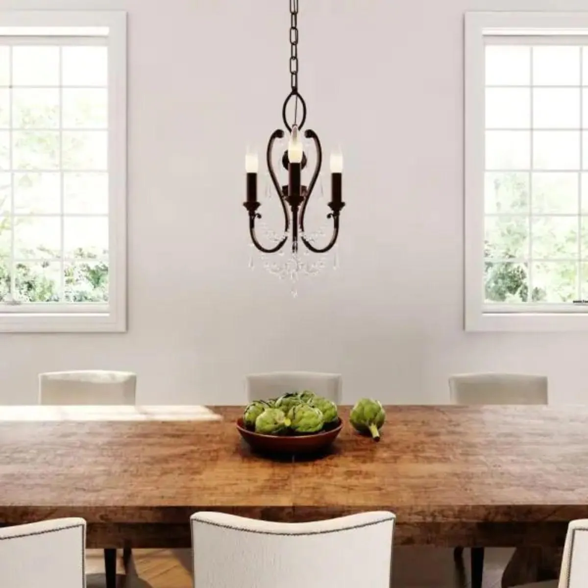 12 in. 3 Lights Chandelier Bronze finish