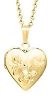 14K Gold Filled Hand Engraved Heart Locket