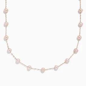 14K Rose Gold Cultured Fresh Water Pearl Necklace