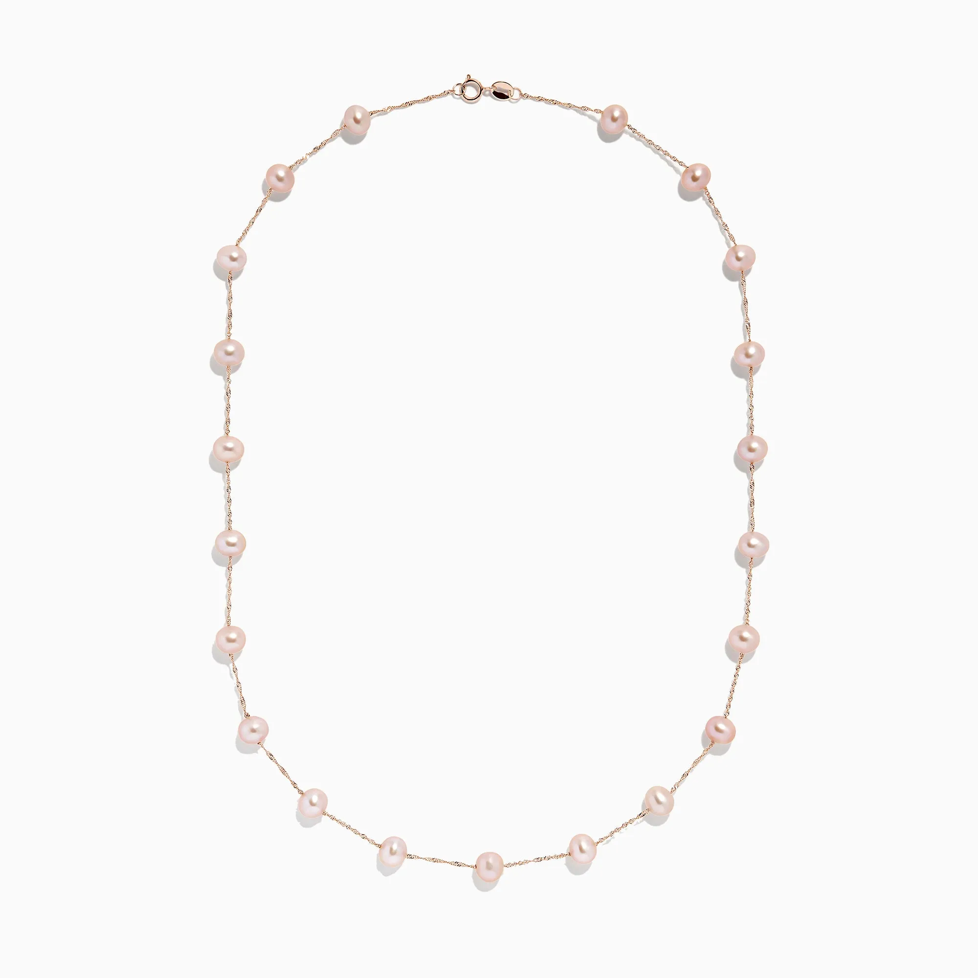 14K Rose Gold Cultured Fresh Water Pearl Necklace