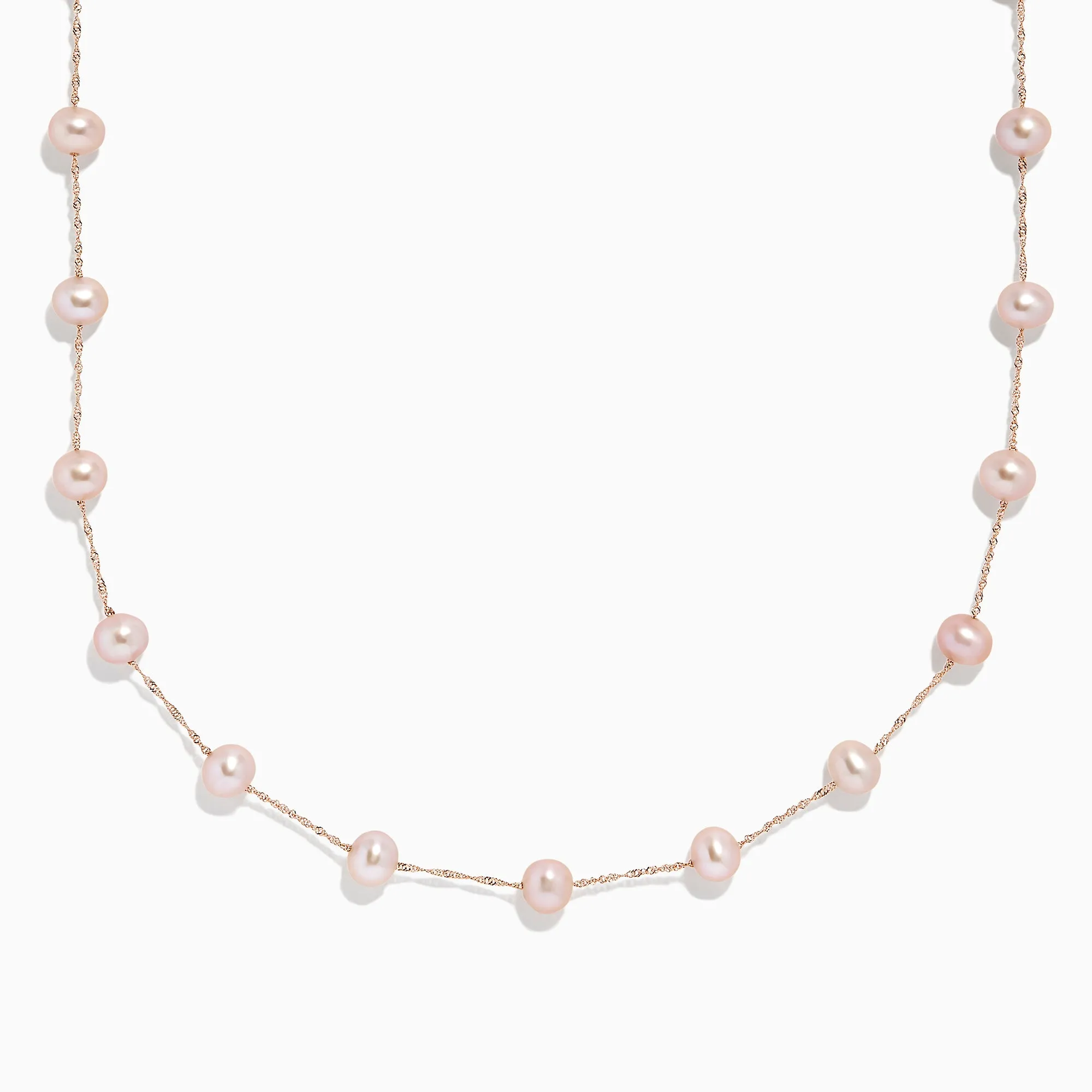 14K Rose Gold Cultured Fresh Water Pearl Necklace