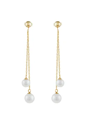 14K Yellow Gold Cultured Fresh Water Pearl Earrings