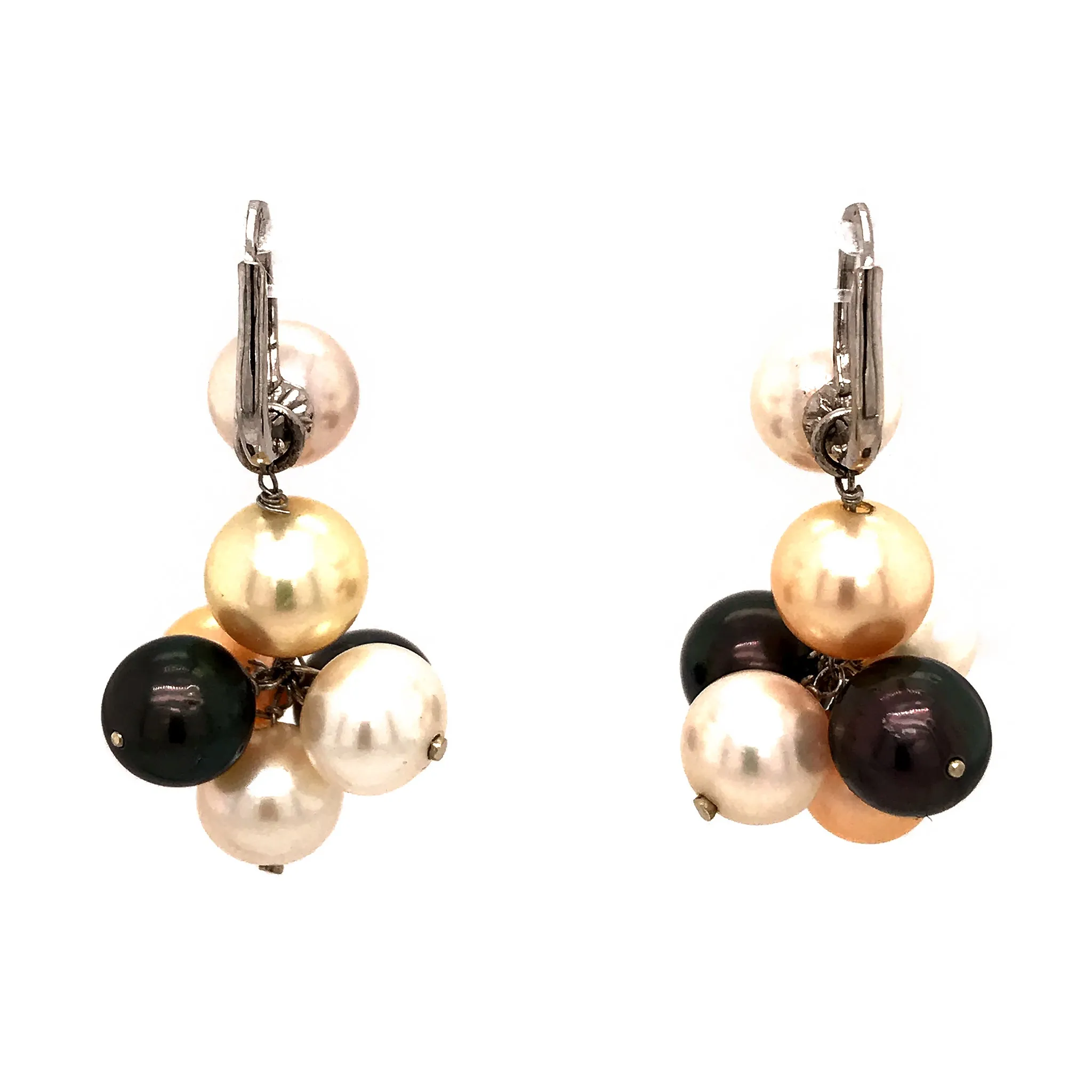 18K Gold Multi-Color Pearl Earrings