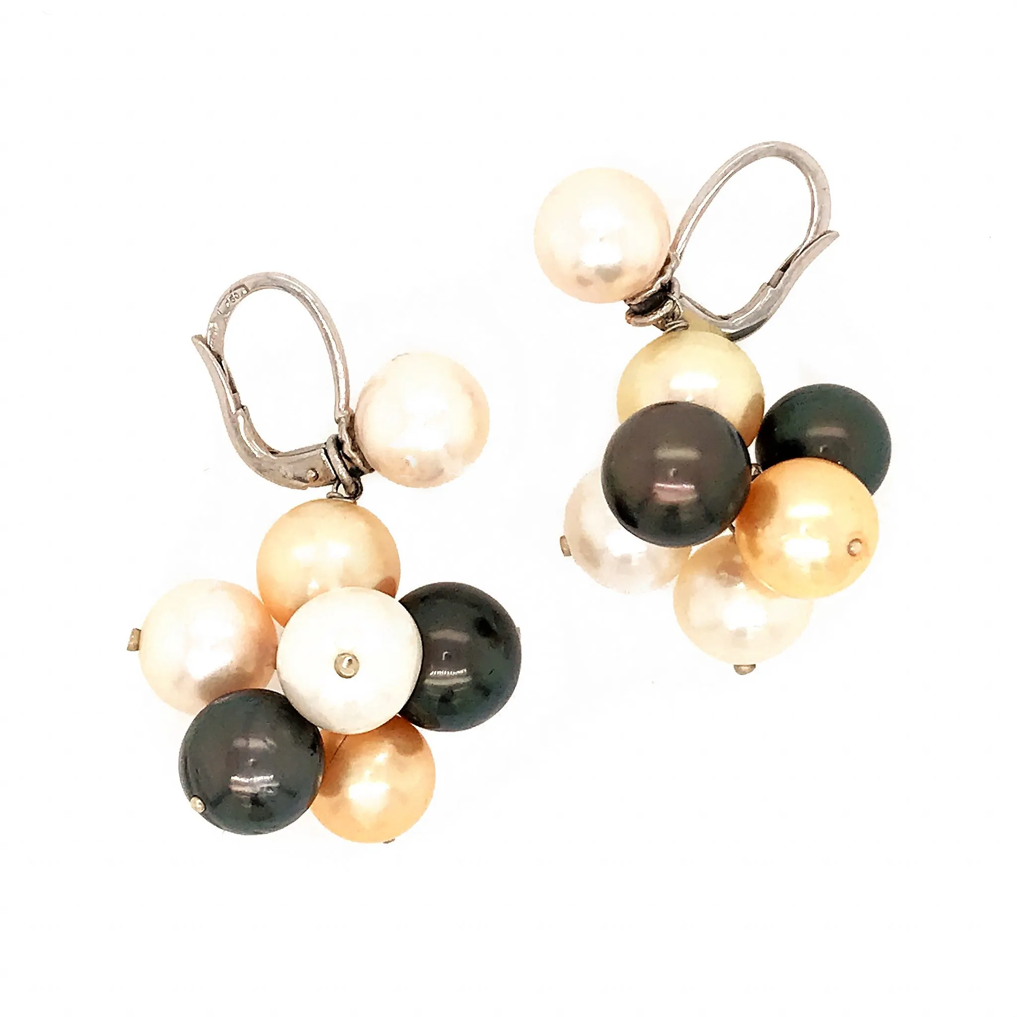 18K Gold Multi-Color Pearl Earrings