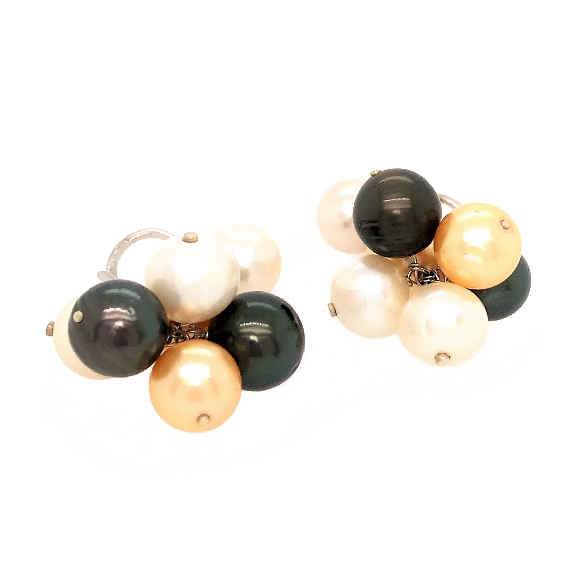 18K Gold Multi-Color Pearl Earrings