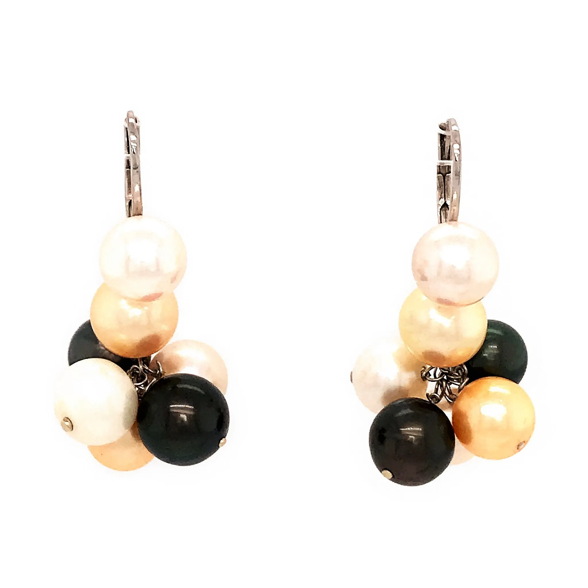 18K Gold Multi-Color Pearl Earrings