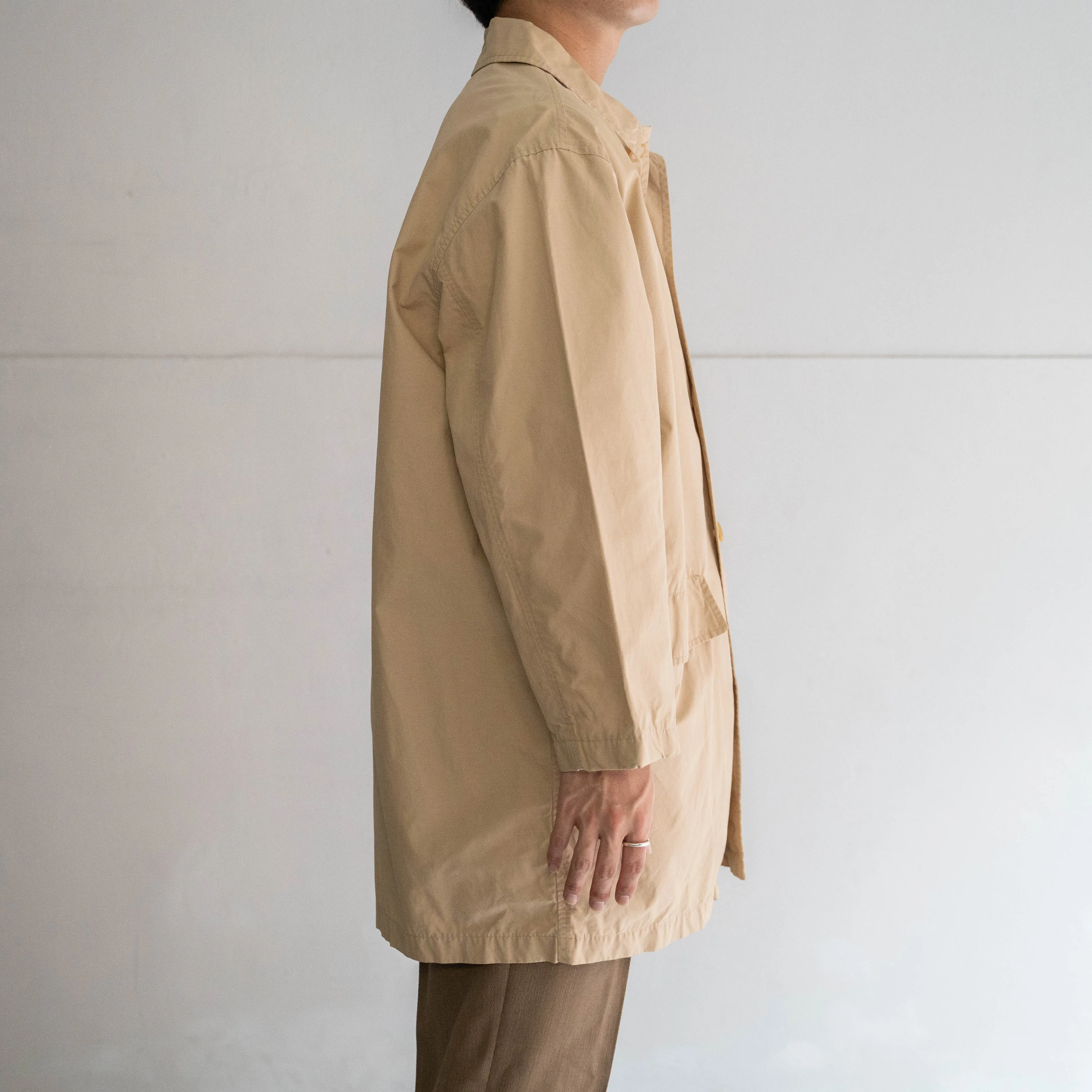 1990s Ralph Lauren beige color cotton nylon half balmacaan coat