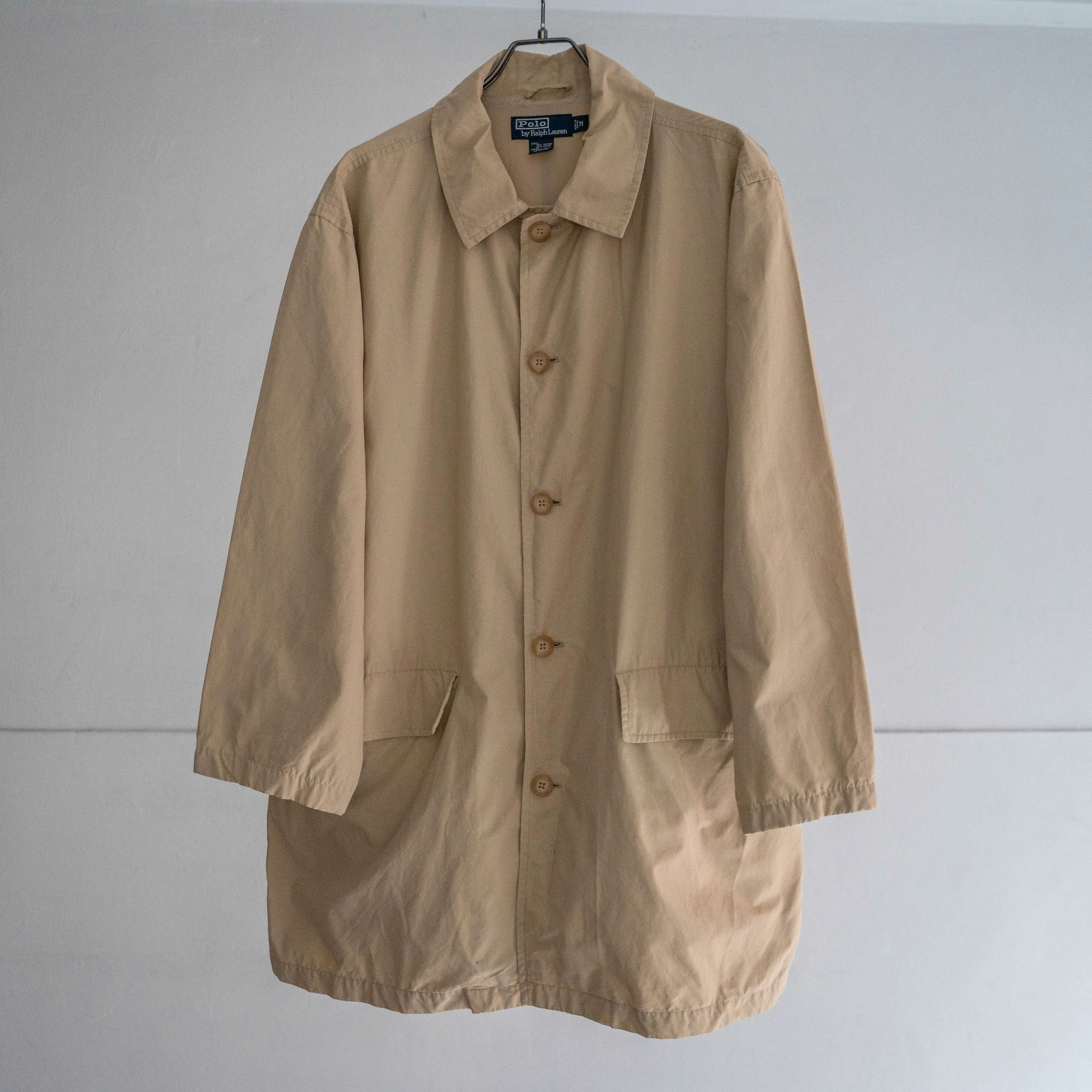 1990s Ralph Lauren beige color cotton nylon half balmacaan coat