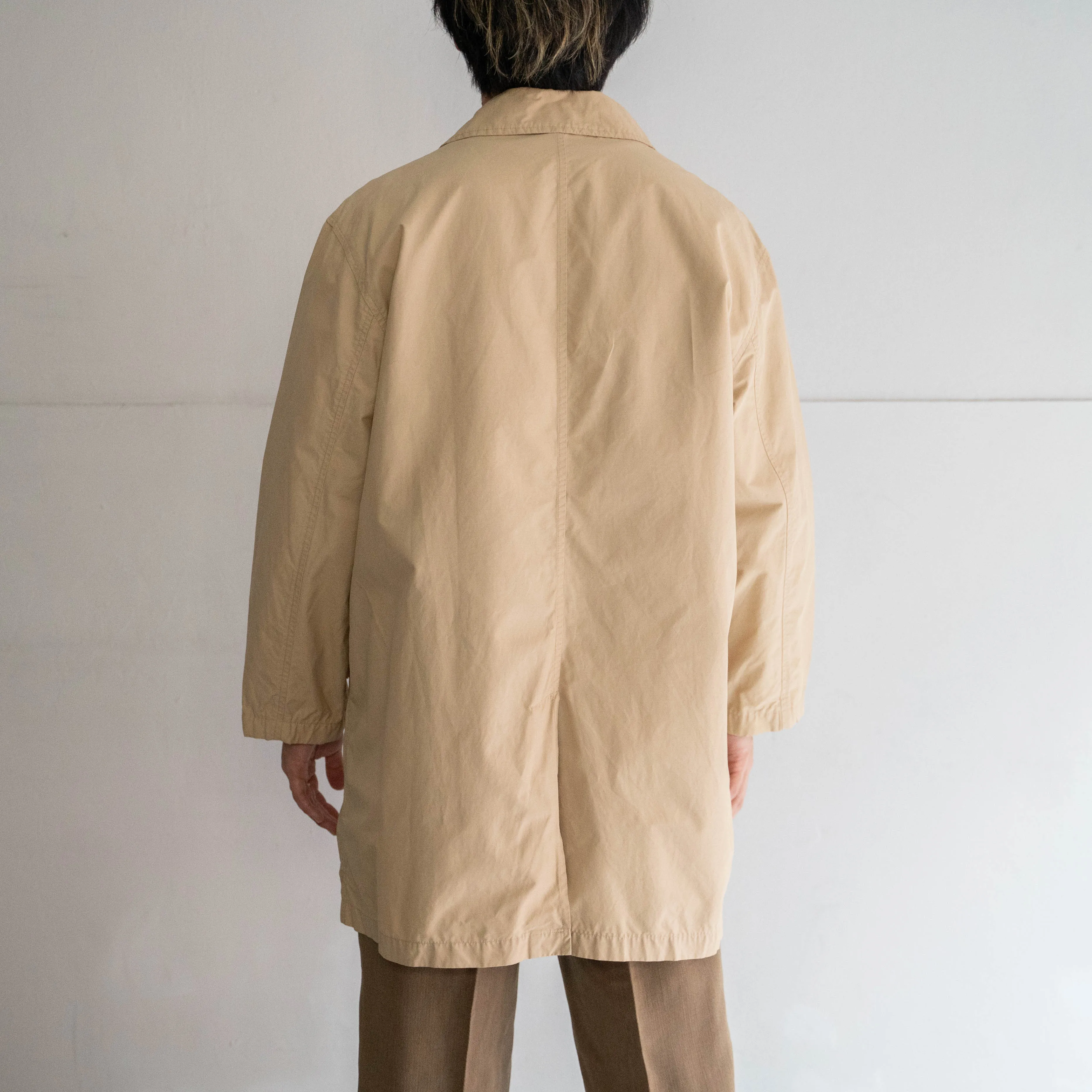 1990s Ralph Lauren beige color cotton nylon half balmacaan coat