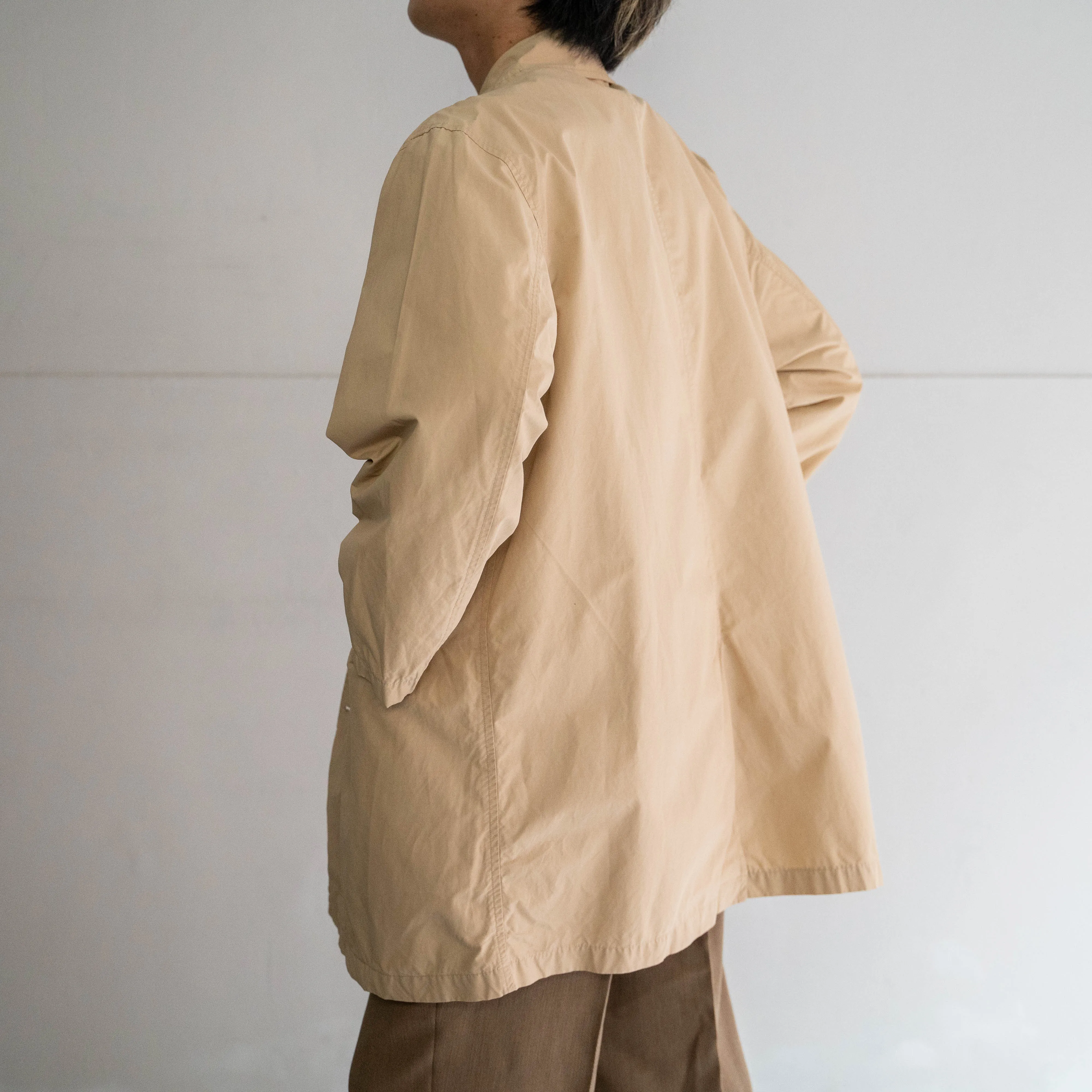 1990s Ralph Lauren beige color cotton nylon half balmacaan coat