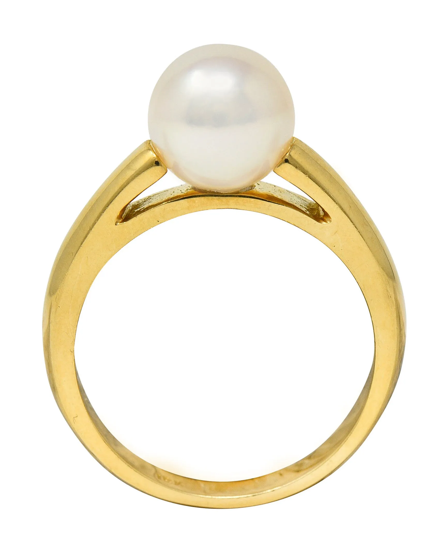 1990's Vintage Cultured Pearl 18 Karat Gold Gemstone Ring