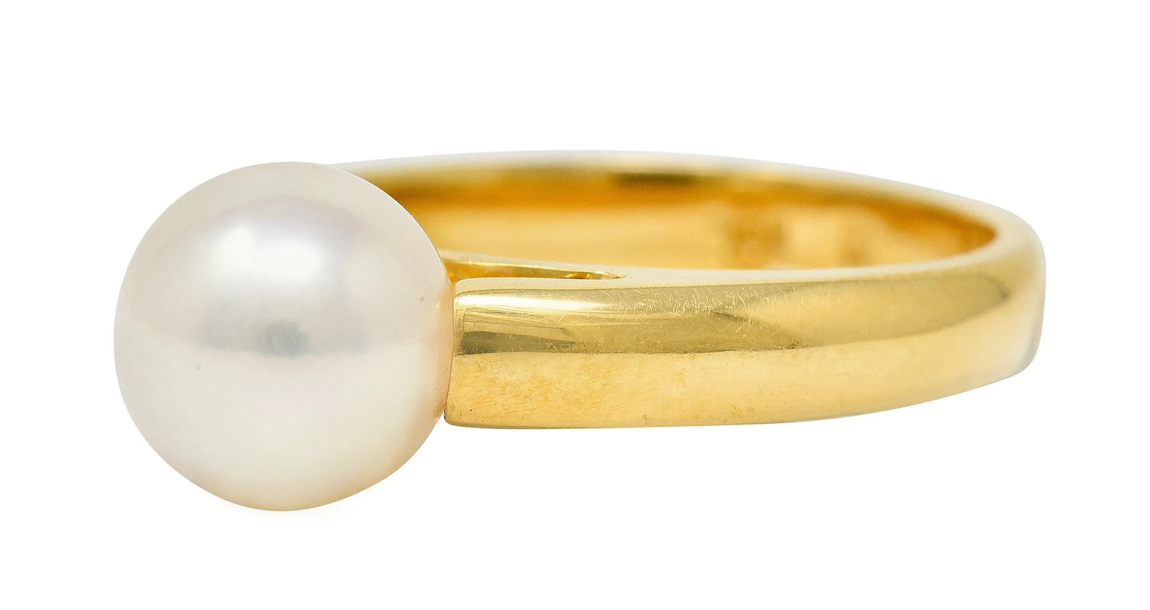 1990's Vintage Cultured Pearl 18 Karat Gold Gemstone Ring