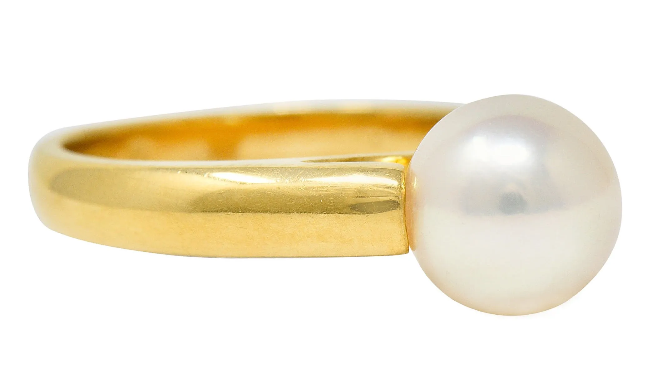 1990's Vintage Cultured Pearl 18 Karat Gold Gemstone Ring