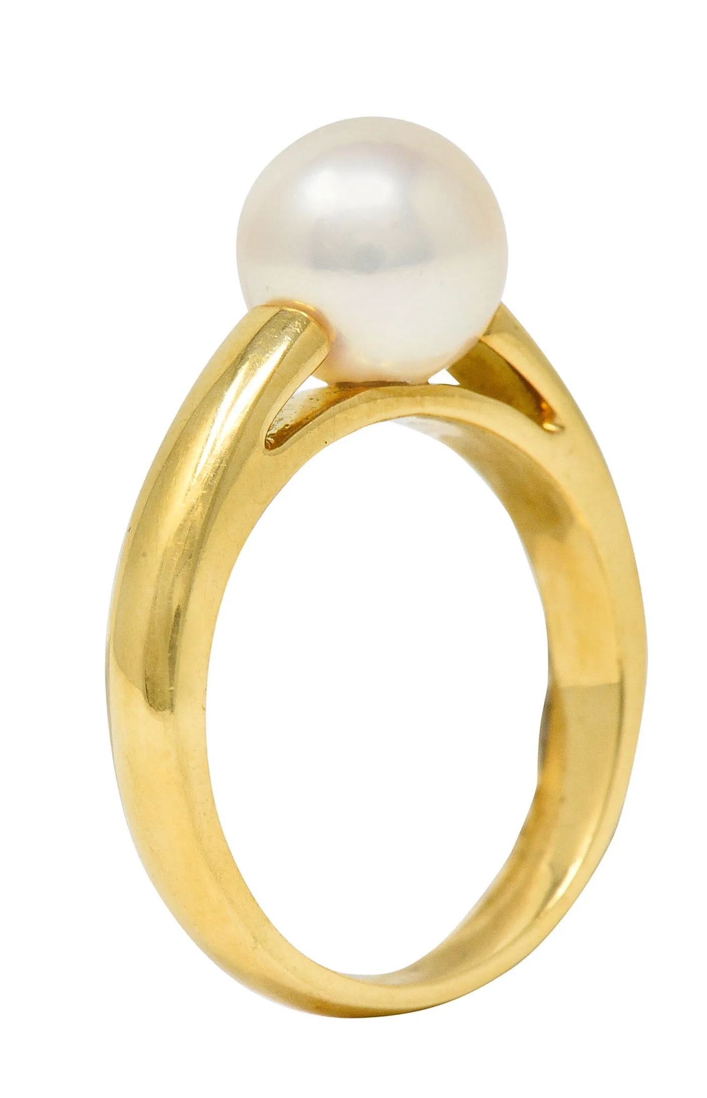 1990's Vintage Cultured Pearl 18 Karat Gold Gemstone Ring