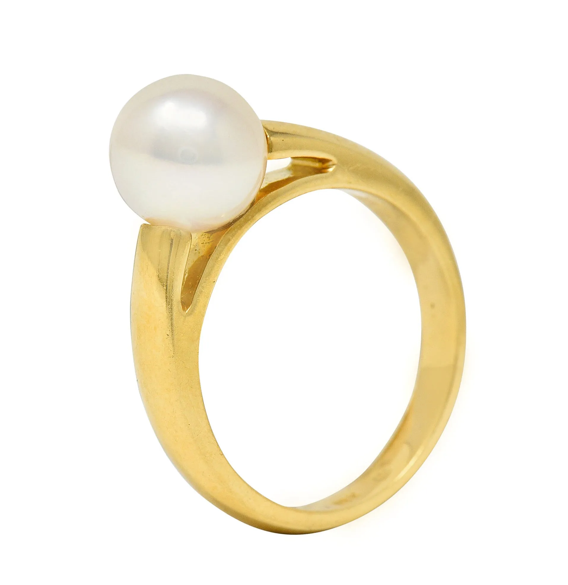 1990's Vintage Cultured Pearl 18 Karat Gold Gemstone Ring