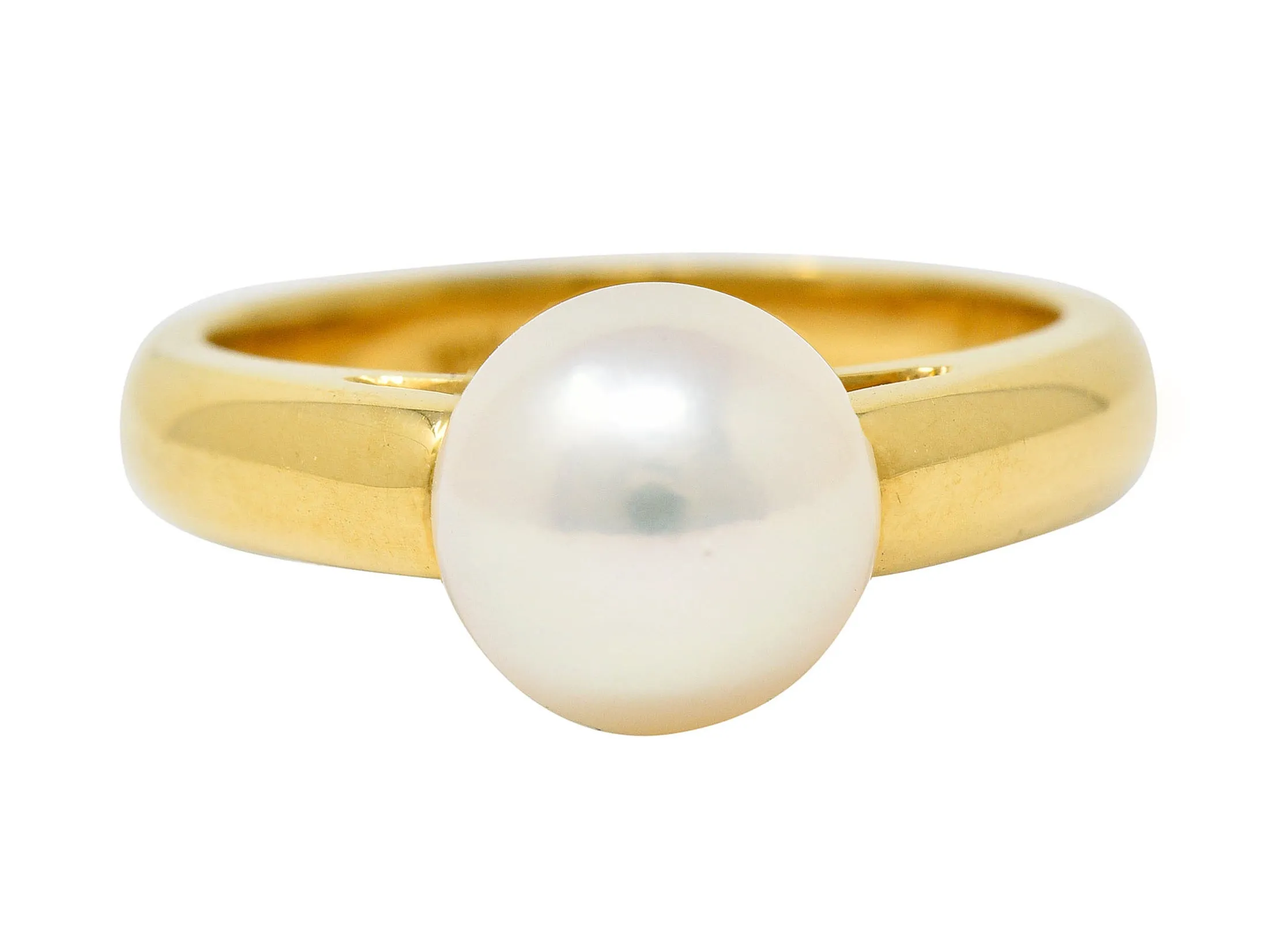 1990's Vintage Cultured Pearl 18 Karat Gold Gemstone Ring