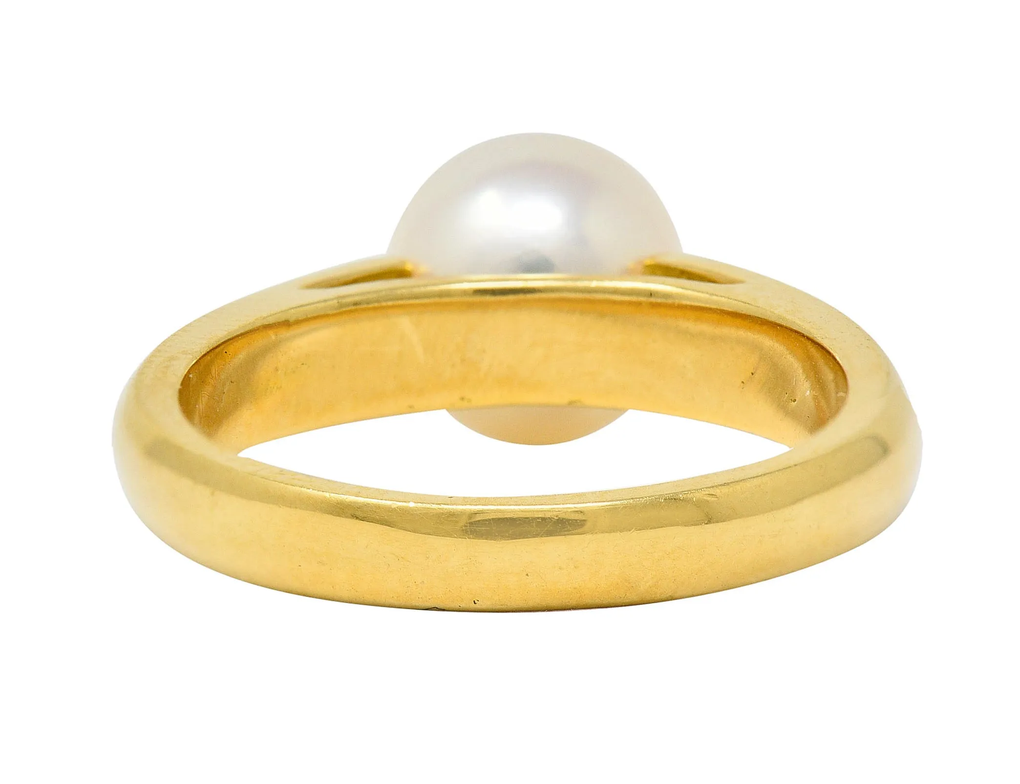 1990's Vintage Cultured Pearl 18 Karat Gold Gemstone Ring