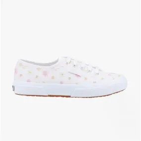 2750 FLOWERS EMBROIDERY Ladies Trainers White/Multicolour Flowers