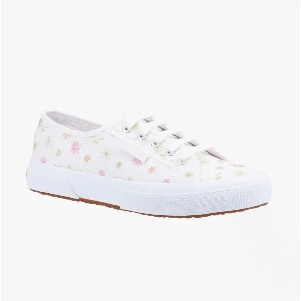 2750 FLOWERS EMBROIDERY Ladies Trainers White/Multicolour Flowers