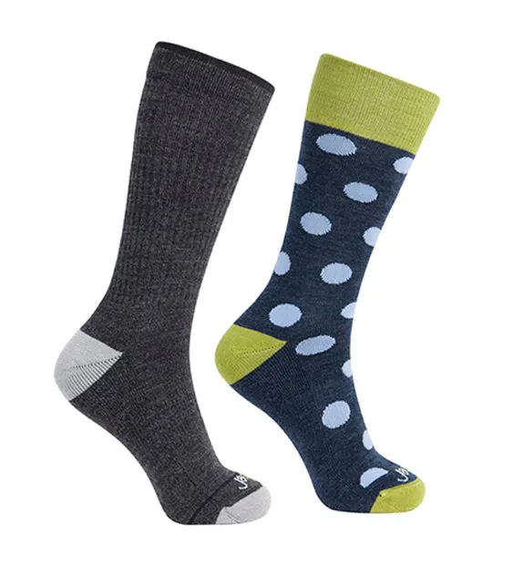 76% Rich Merino Wool Everyday Crew Socks-Dots - 2 Pack