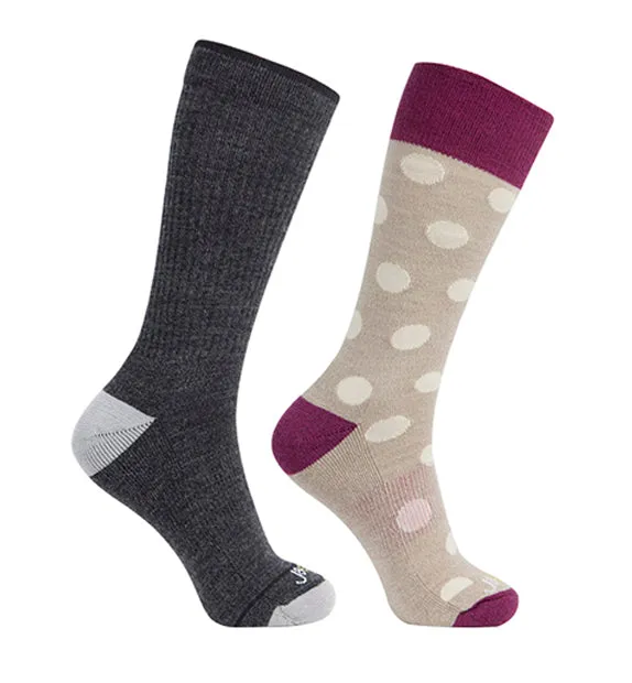 76% Rich Merino Wool Everyday Crew Socks-Dots - 2 Pack