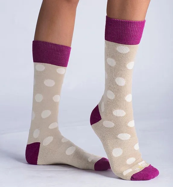 76% Rich Merino Wool Everyday Crew Socks-Dots - 2 Pack