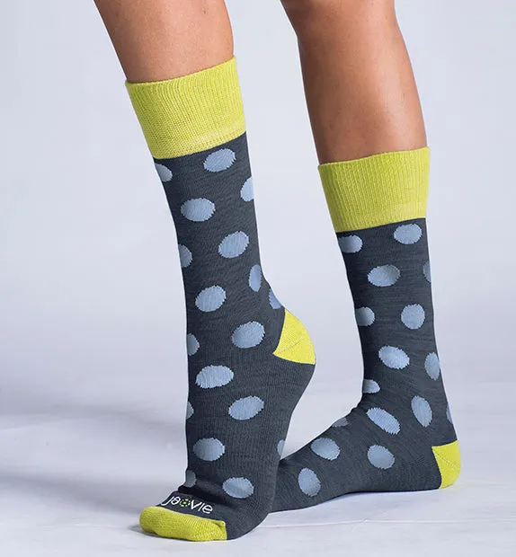 76% Rich Merino Wool Everyday Crew Socks-Dots - 2 Pack