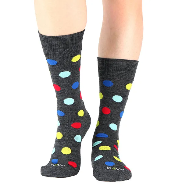 76% Rich Merino Wool Everyday Crew Socks-Dots - 3 Pack