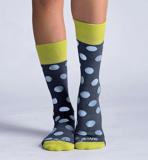 89% Rich Merino Wool Everyday Crew Socks -Dots