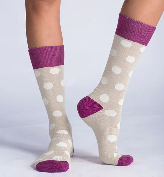 89% Rich Merino Wool Everyday Crew Socks -Dots