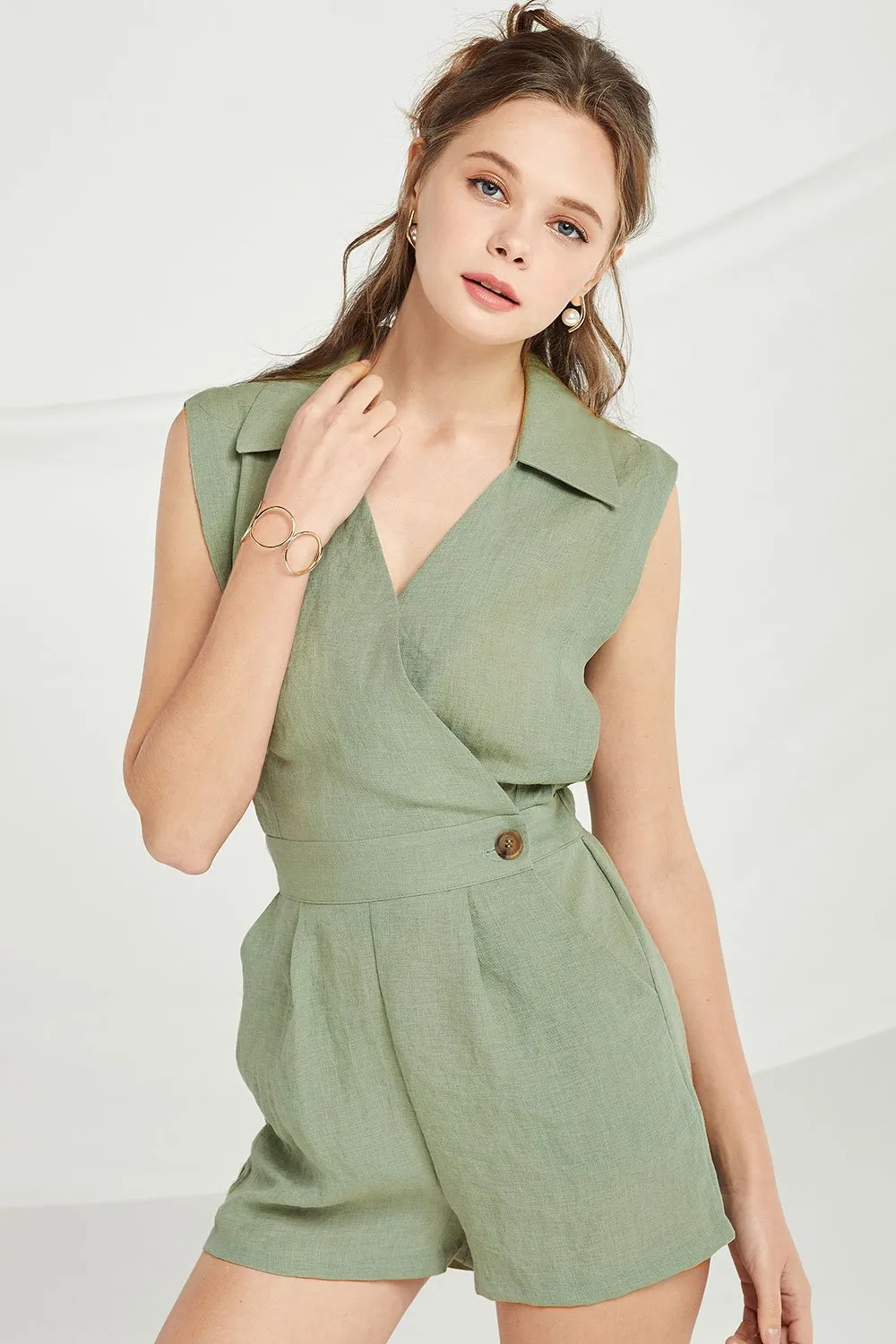 Adalynn Sleeveless Wrap Romper