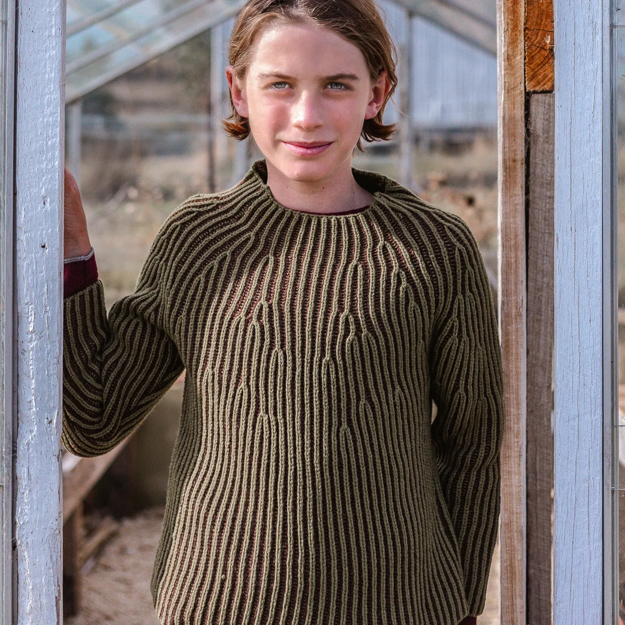 Afron Brioch Knit Pullover - 100% Merino - Mallow/Paprika (1-10y)