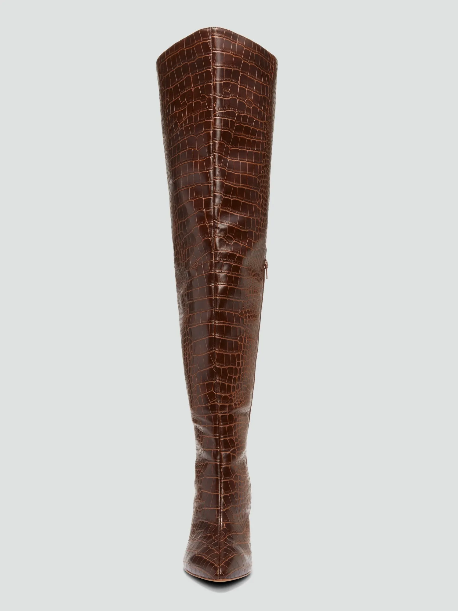 Agate Thigh-High Croc Faux Leather Boots - Nadia x FTF