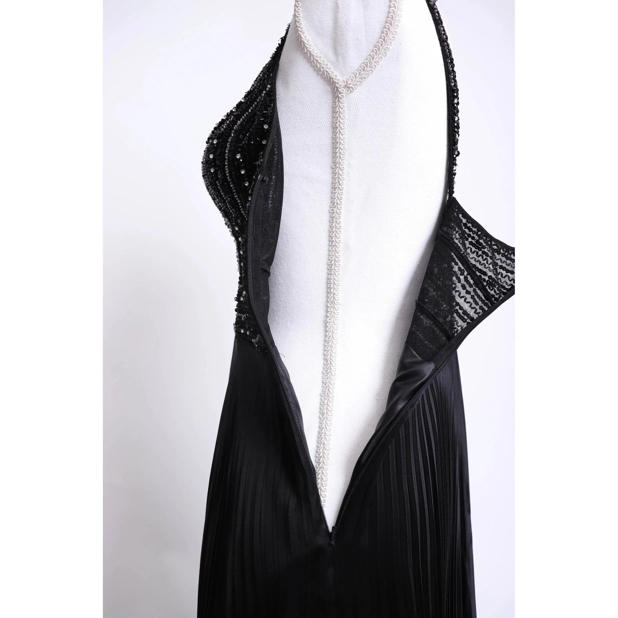 ALBERTO MAKALI 90’s Black Silk Spaghetti Strap Evening Dress | Size M