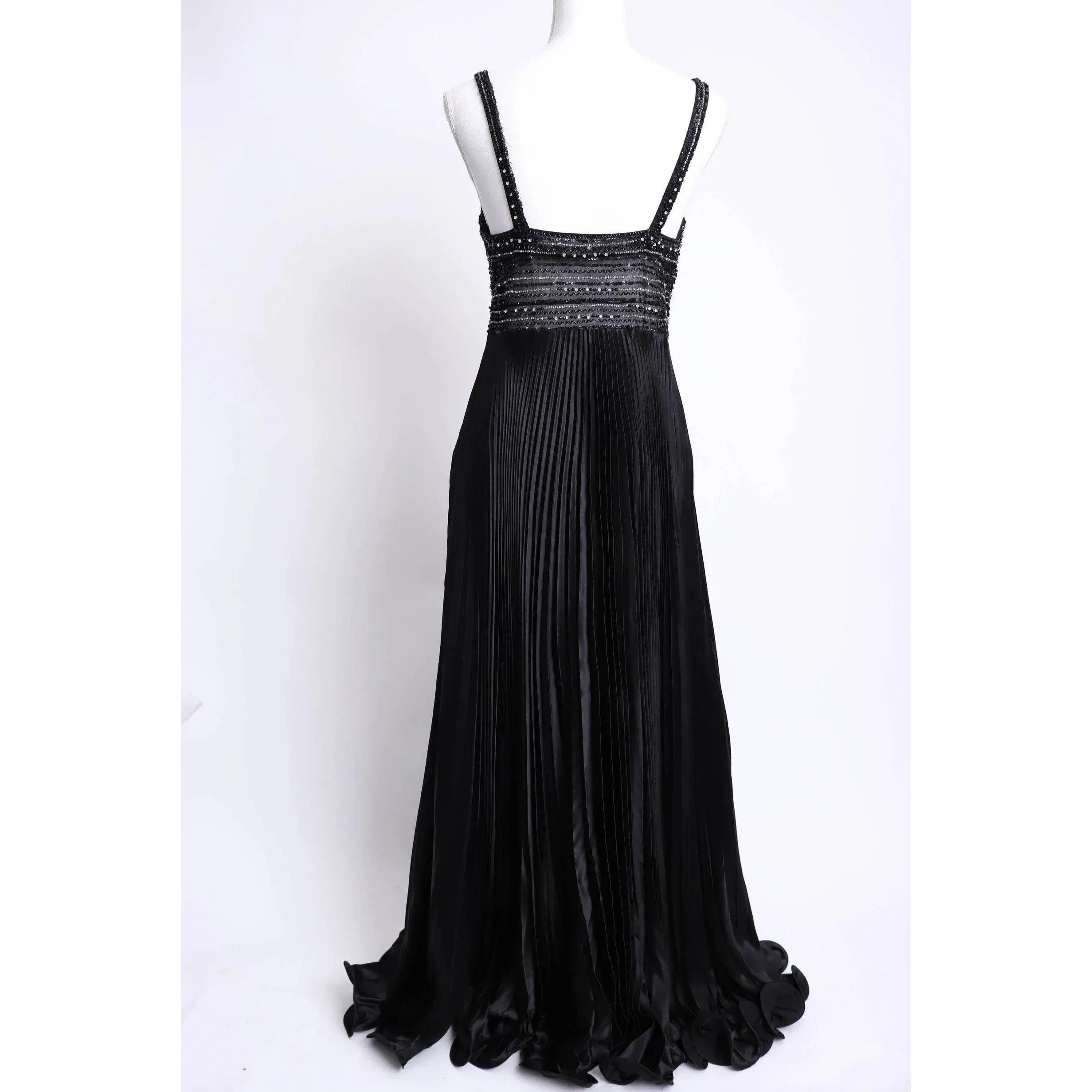 ALBERTO MAKALI 90’s Black Silk Spaghetti Strap Evening Dress | Size M