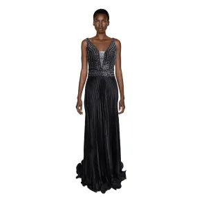 ALBERTO MAKALI 90’s Black Silk Spaghetti Strap Evening Dress | Size M