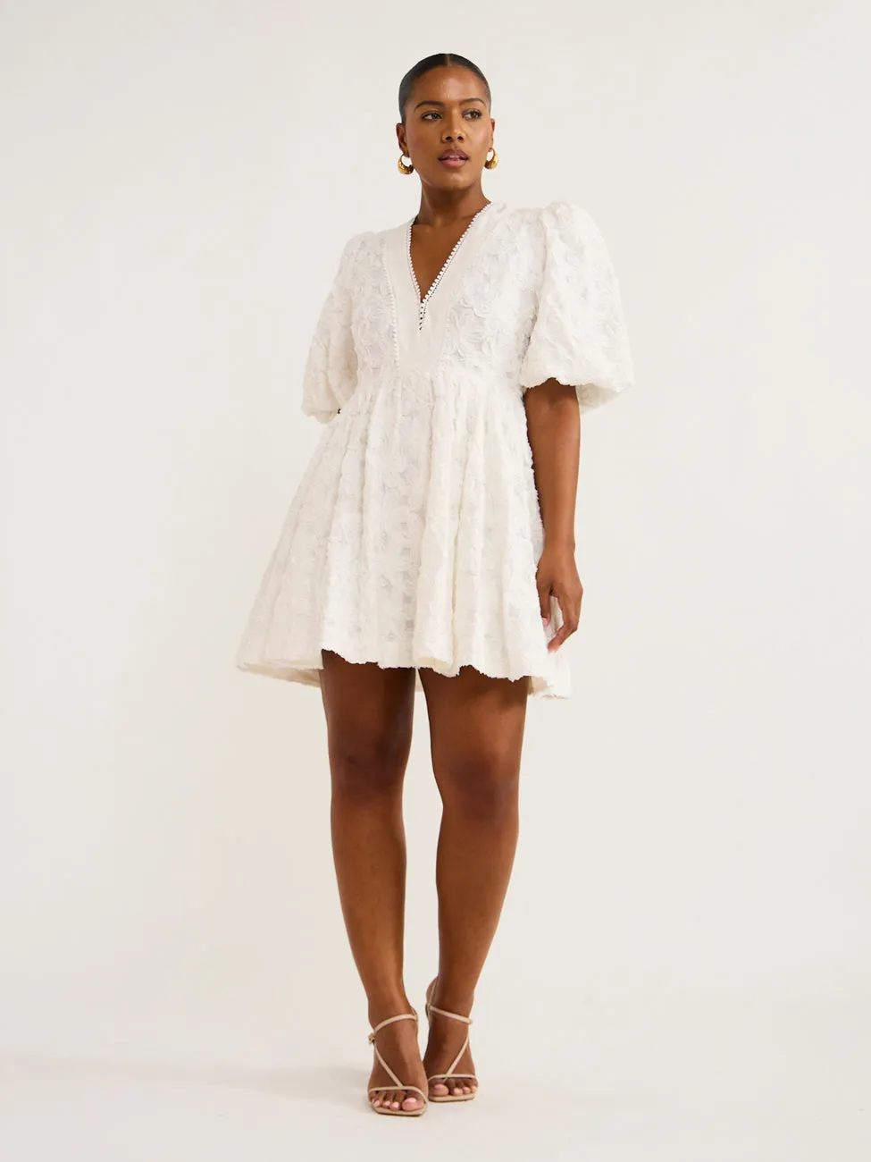 Alemais Iggy Embroidered Mini Dress in Cream