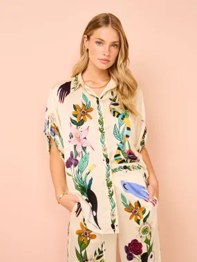 Alemais Meagan Oversized Silk Shirt in Cream