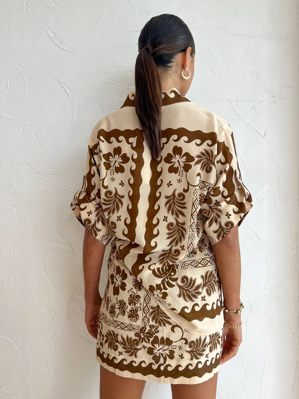 Alemais Tropic Shirt in Choc/Cream