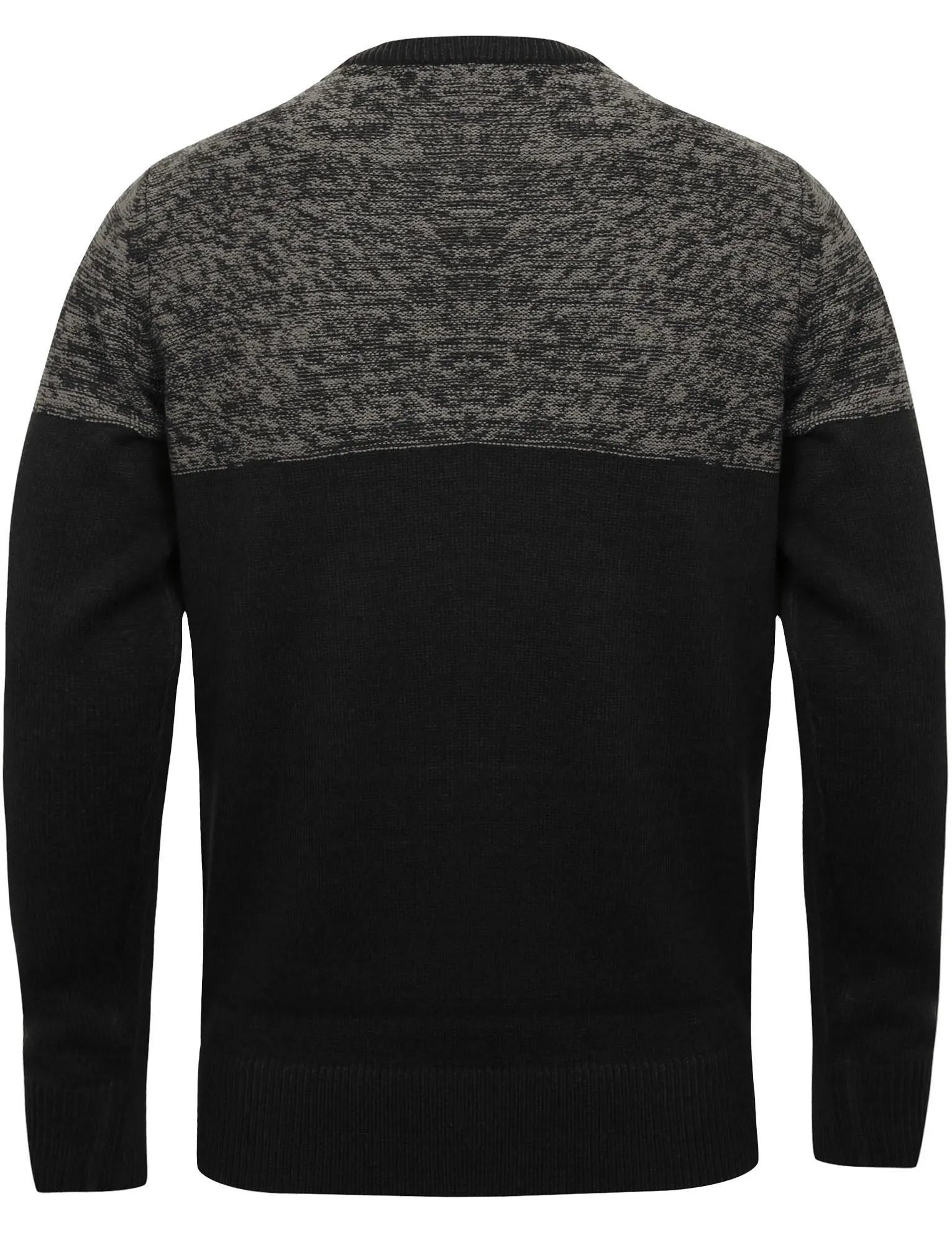 Allen Colour Block Crew Neck Jumper in Black - Kensington Eastside