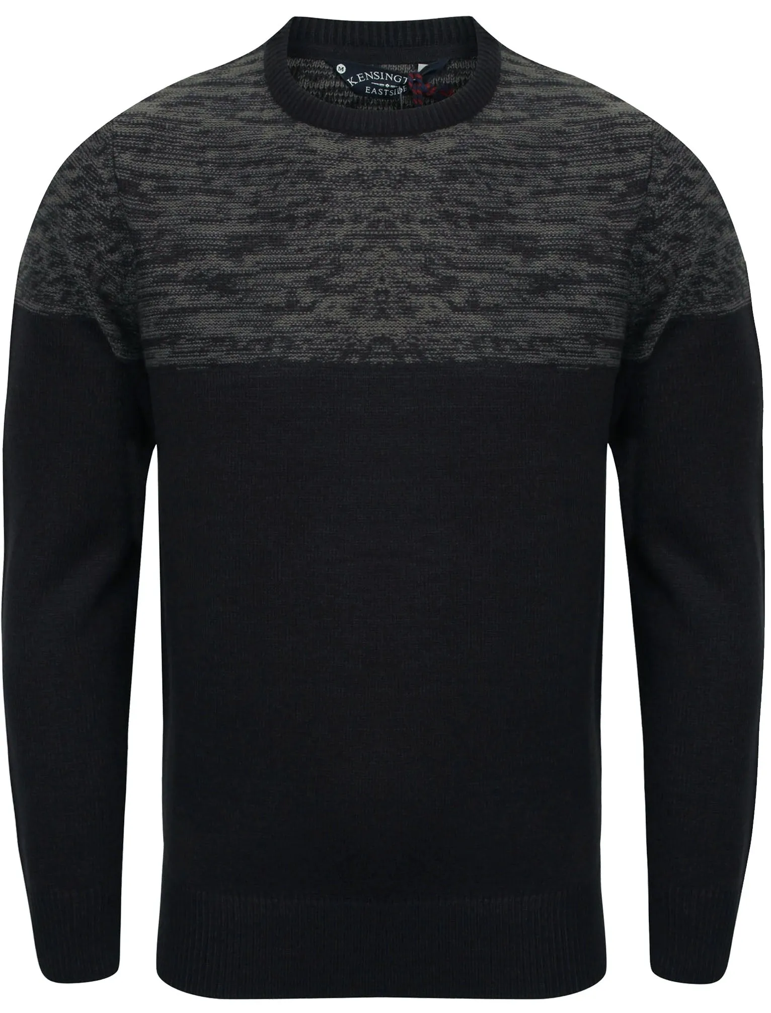 Allen Colour Block Crew Neck Jumper in Dark Navy - Kensington Eastside