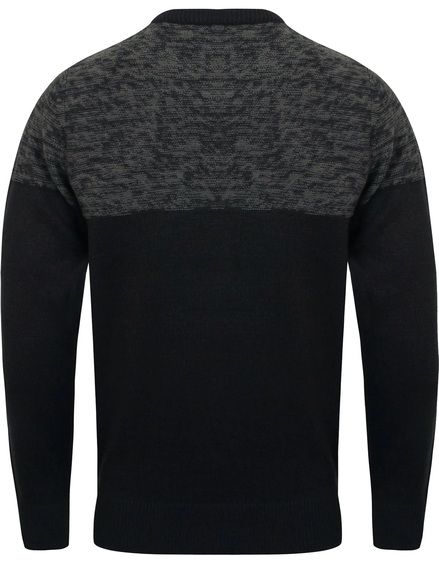 Allen Colour Block Crew Neck Jumper in Dark Navy - Kensington Eastside