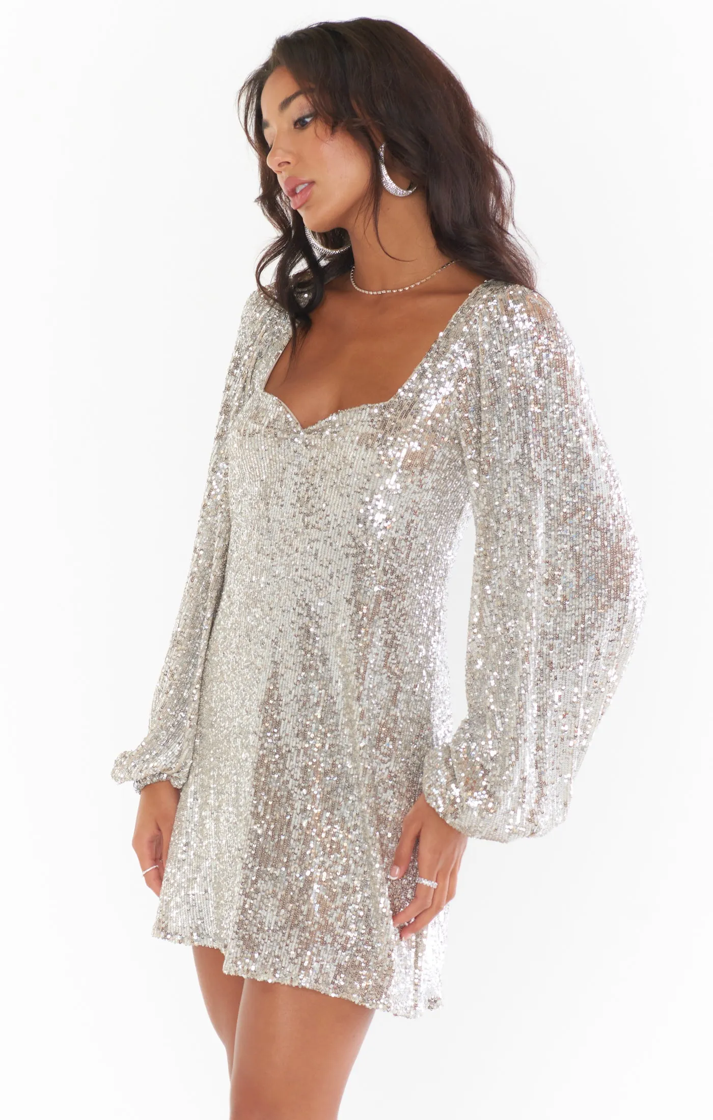 Aniston Mini Dress ~ Platinum Sequins