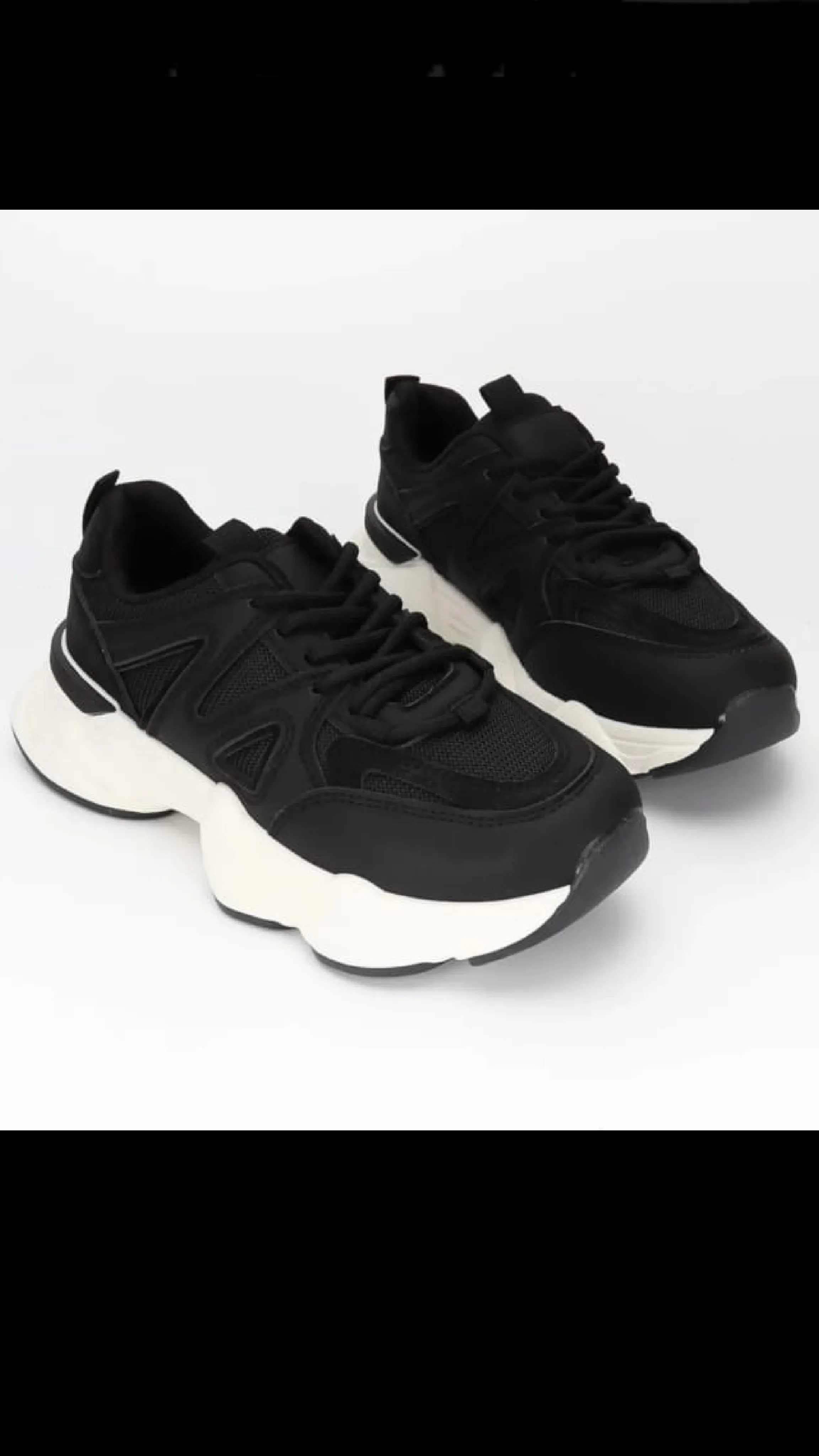 Aryanna Black Chunky Sole Trainers