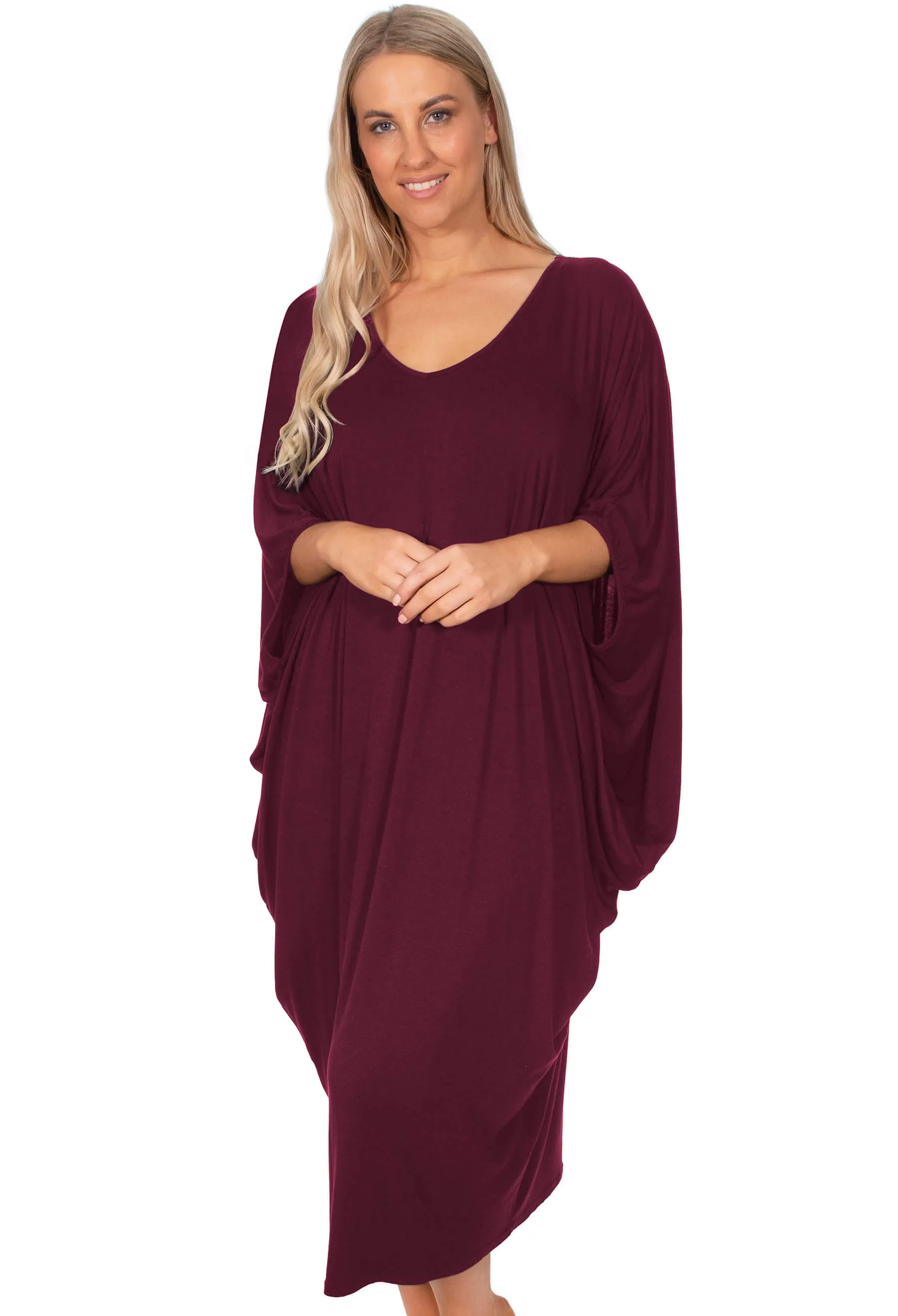 Bamboo V Neck Draped Dress - 2 Pack