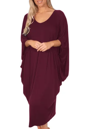 Bamboo V Neck Draped Dress