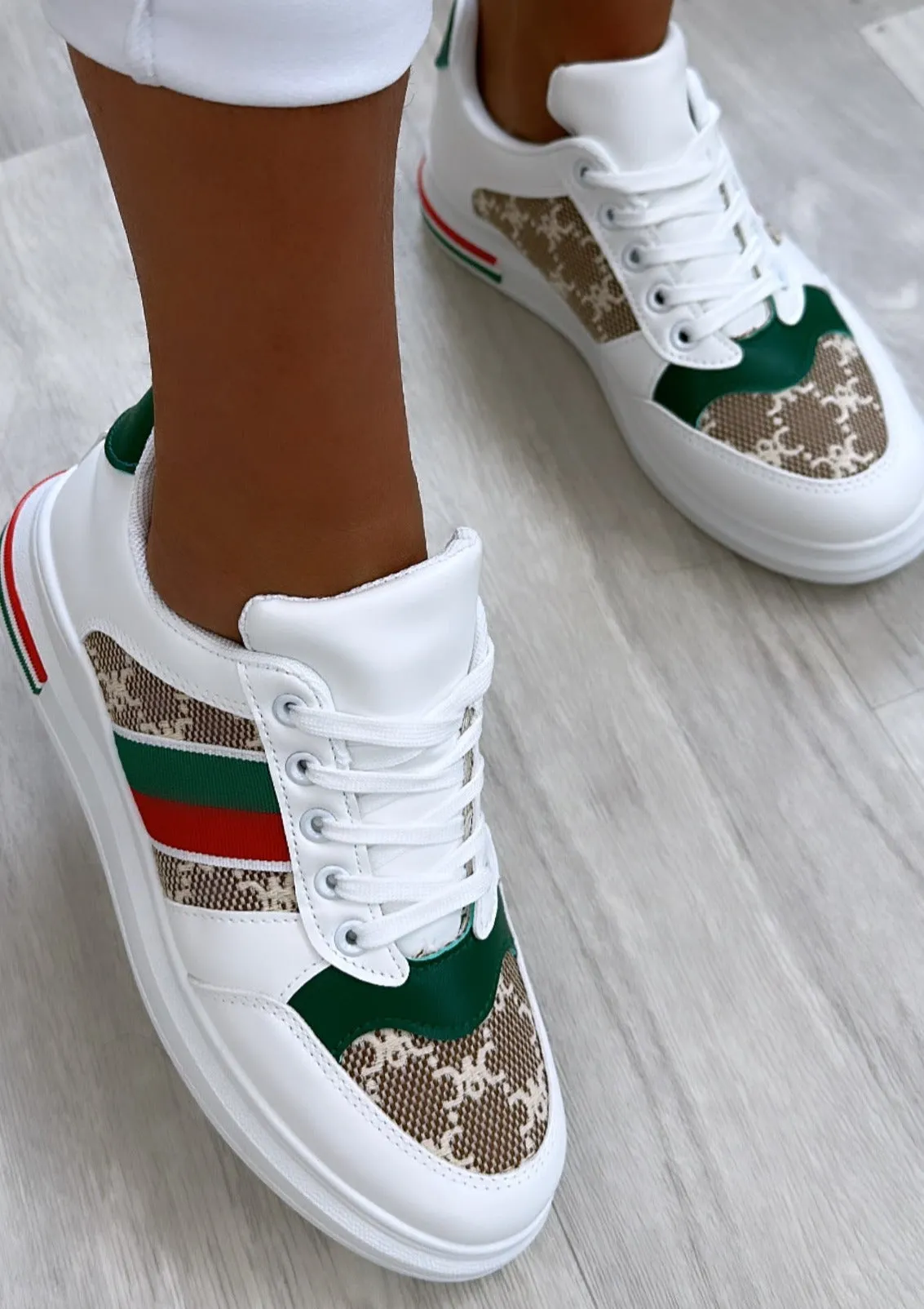 Beatrissa White Side Stripe Trainers