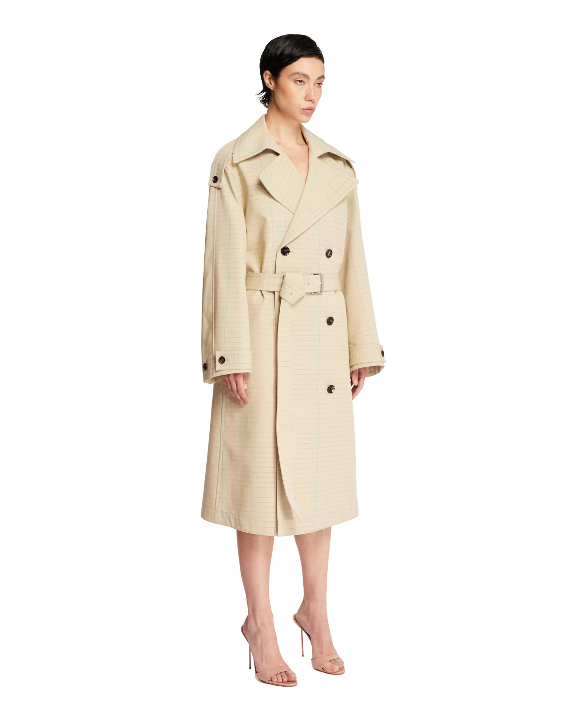 Beige Cotton And Silk Trench Coat